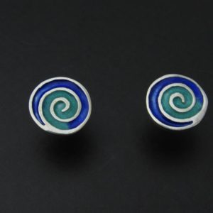 PENDIENTE PRESION ESMALTE AZUL AG