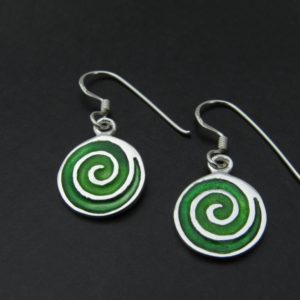 PENDIENTE ESPIRAL ESMALTE VERDE AG