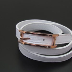 BRAZALETE PIEL BLANCA 3 VUELTAS ROSA