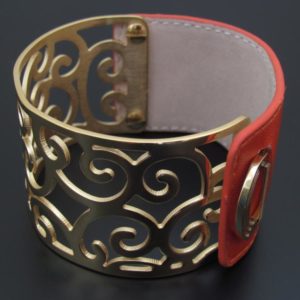 BRAZALETE PIEL ACERO ORO